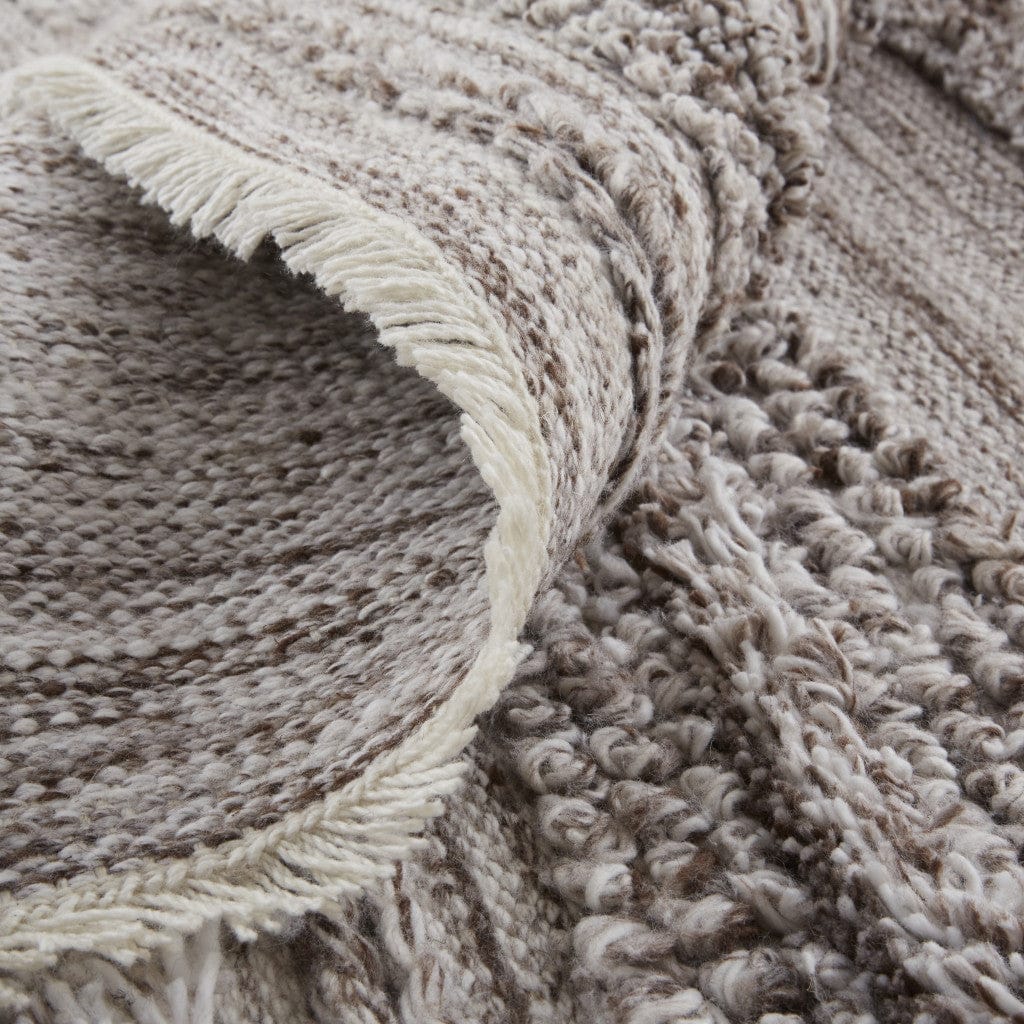 4' X 6' Ivory And Taupe Striped Hand Woven Stain Resistant Area Rug