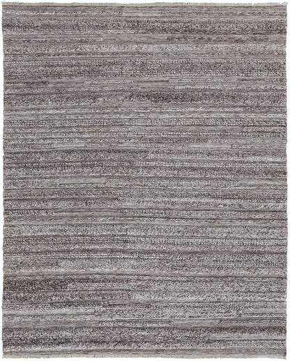 4' X 6' Ivory And Taupe Striped Hand Woven Stain Resistant Area Rug