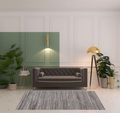 4' X 6' Ivory And Taupe Striped Hand Woven Stain Resistant Area Rug