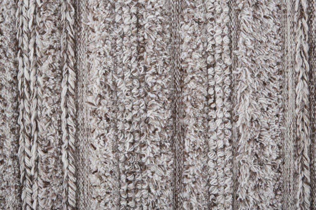 4' X 6' Ivory And Taupe Striped Hand Woven Stain Resistant Area Rug