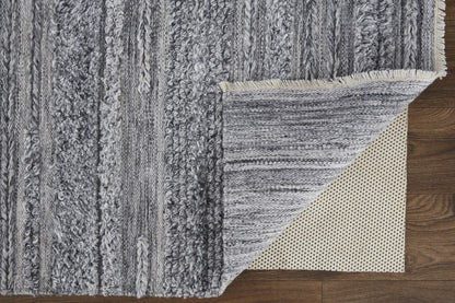 4' X 6' Ivory And Taupe Striped Hand Woven Stain Resistant Area Rug