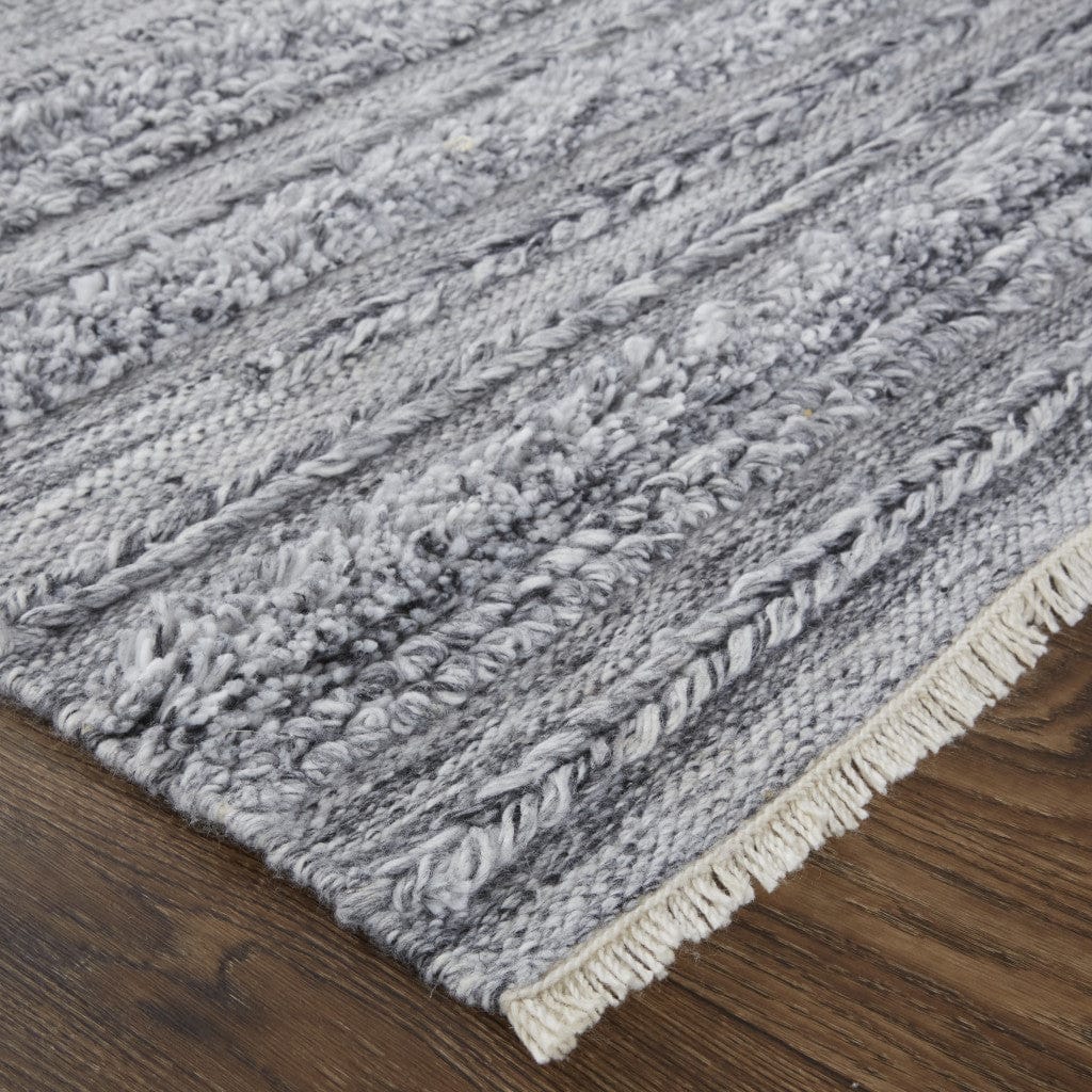 4' X 6' Ivory And Taupe Striped Hand Woven Stain Resistant Area Rug