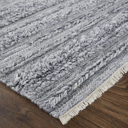4' X 6' Ivory And Taupe Striped Hand Woven Stain Resistant Area Rug
