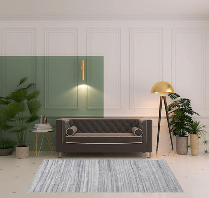 4' X 6' Ivory And Taupe Striped Hand Woven Stain Resistant Area Rug