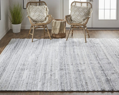 4' X 6' Ivory And Taupe Striped Hand Woven Stain Resistant Area Rug