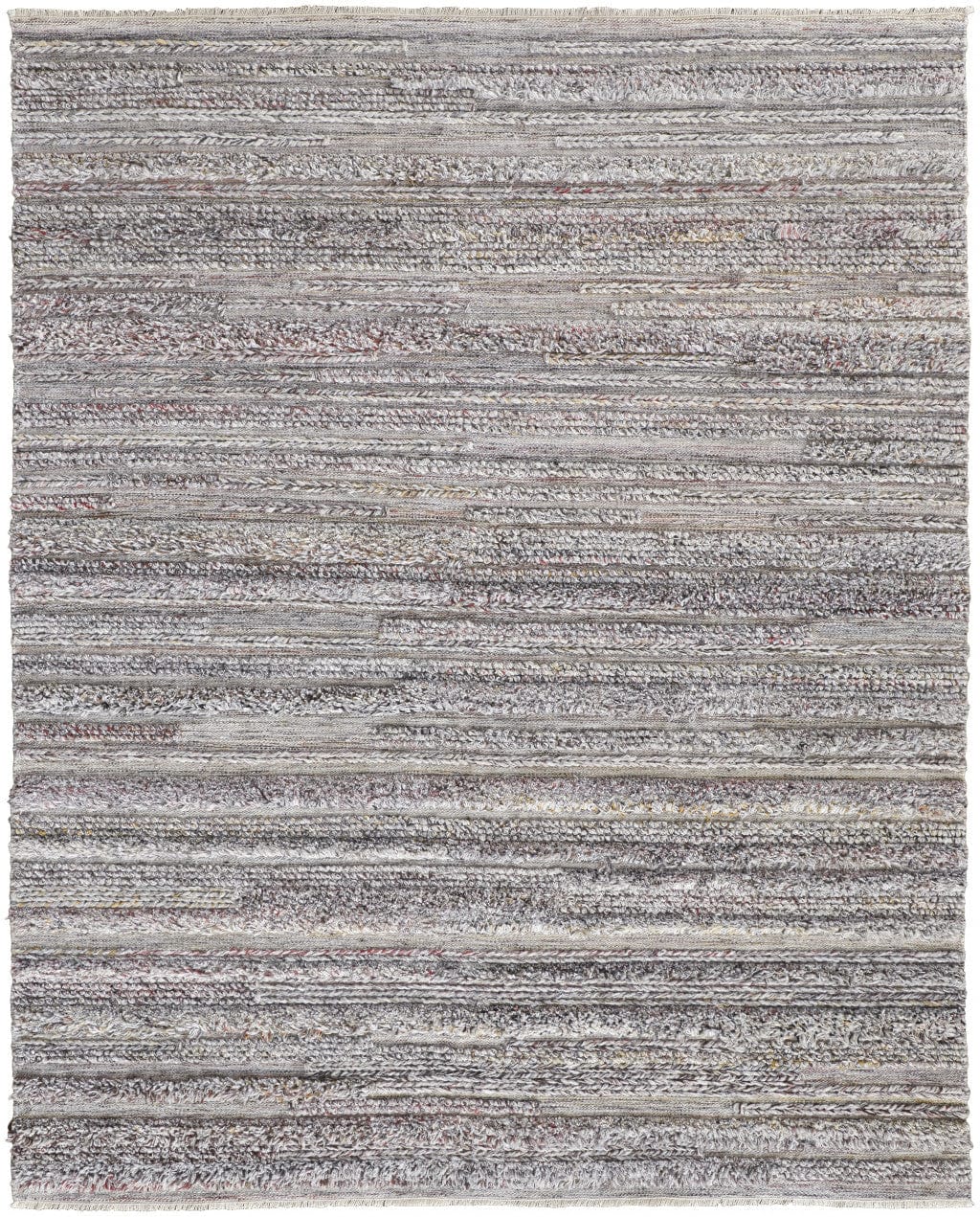 4' X 6' Ivory And Taupe Striped Hand Woven Stain Resistant Area Rug