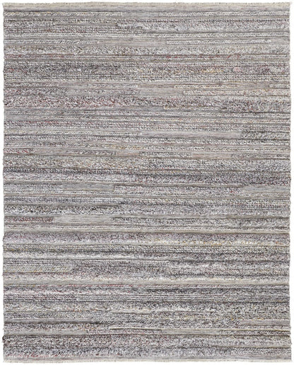 4' X 6' Ivory And Taupe Striped Hand Woven Stain Resistant Area Rug