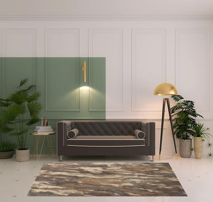 4' X 6' Brown Gray And Tan Wool Abstract Tufted Handmade Stain Resistant Area Rug