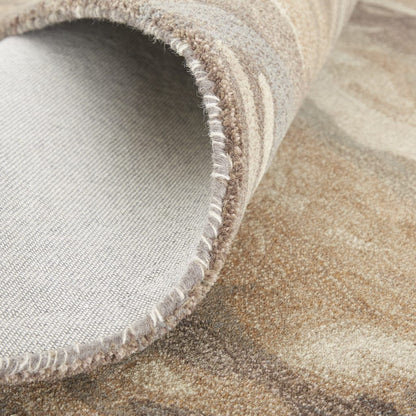 4' X 6' Brown Gray And Tan Wool Abstract Tufted Handmade Stain Resistant Area Rug