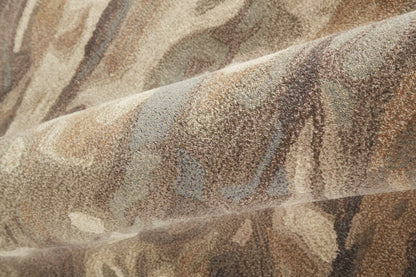 4' X 6' Brown Gray And Tan Wool Abstract Tufted Handmade Stain Resistant Area Rug