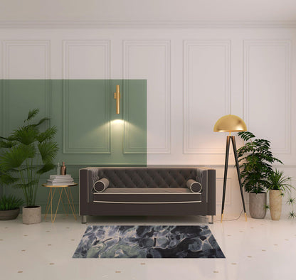 4' X 6' Green Blue And Black Wool Abstract Tufted Handmade Stain Resistant Area Rug