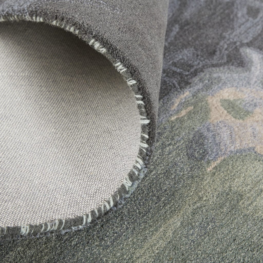 4' X 6' Green Blue And Black Wool Abstract Tufted Handmade Stain Resistant Area Rug