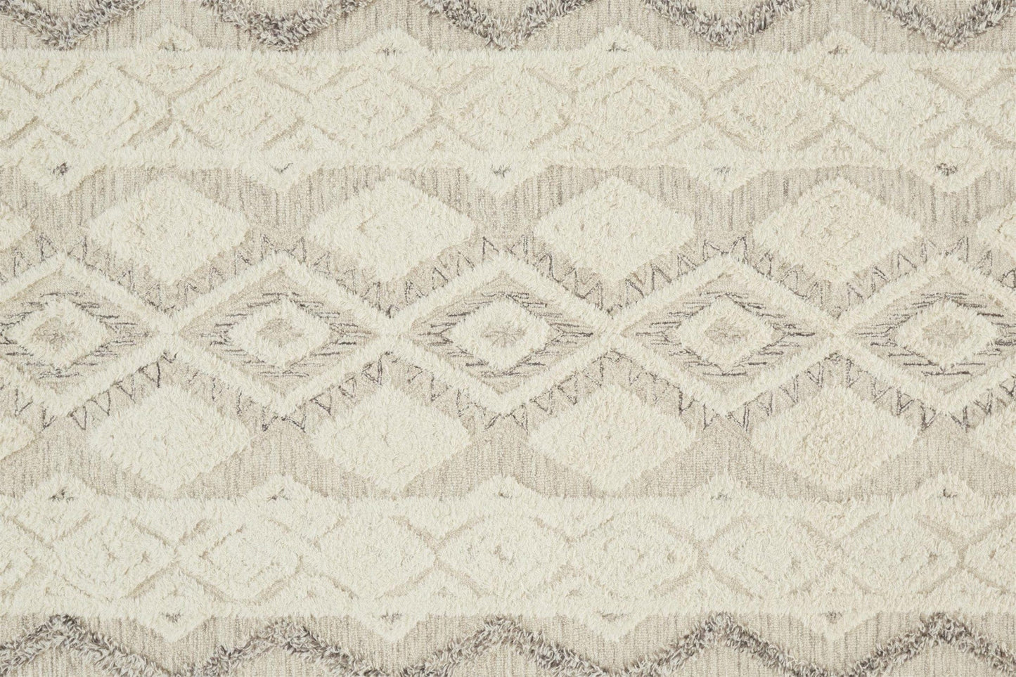 4' X 6' Ivory Taupe And Gray Wool Geometric Tufted Handmade Stain Resistant Area Rug