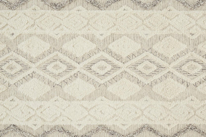 4' X 6' Ivory Taupe And Gray Wool Geometric Tufted Handmade Stain Resistant Area Rug