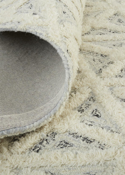 4' X 6' Ivory And Black Wool Geometric Tufted Handmade Stain Resistant Area Rug