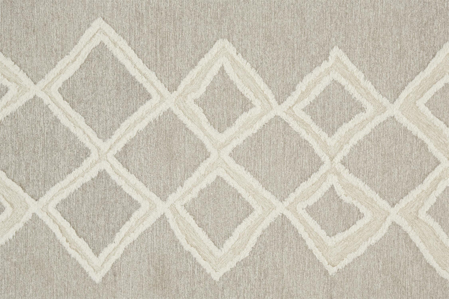 4' X 6' Gray And Ivory Wool Geometric Tufted Handmade Stain Resistant Area Rug