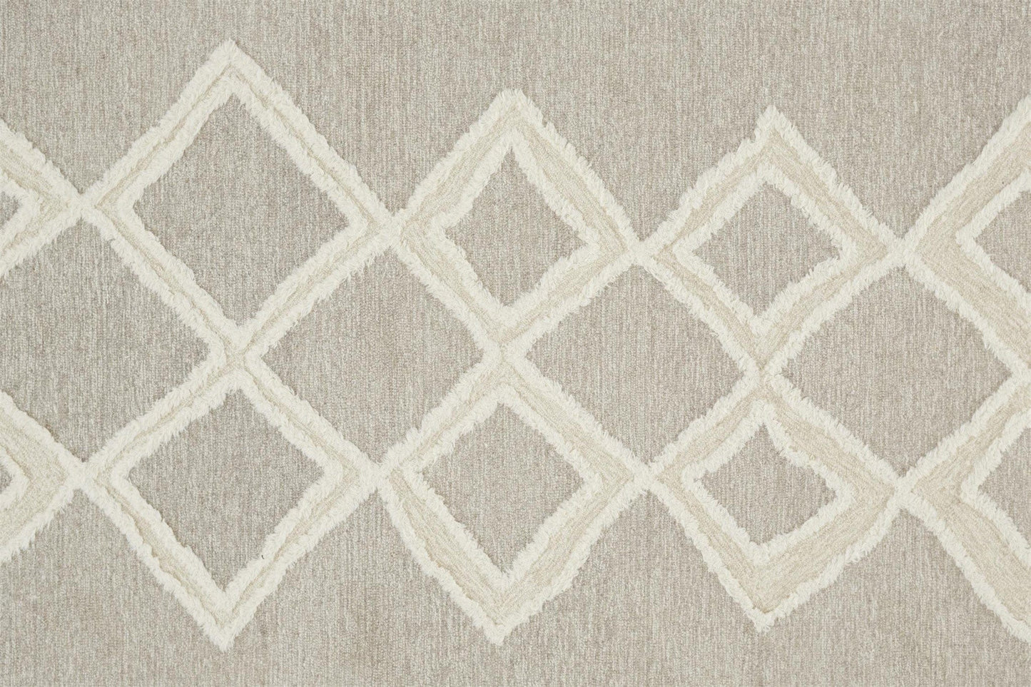 4' X 6' Gray And Ivory Wool Geometric Tufted Handmade Stain Resistant Area Rug