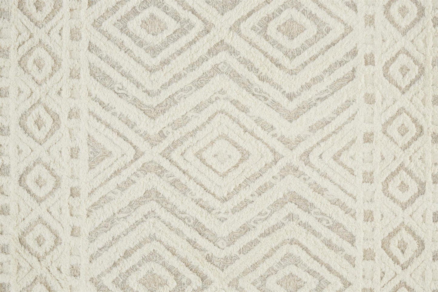 4' X 6' Ivory And Tan Wool Geometric Tufted Handmade Stain Resistant Area Rug