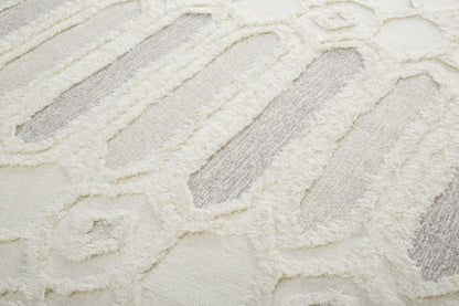 4' X 6' Ivory Taupe And Tan Wool Geometric Tufted Handmade Stain Resistant Area Rug