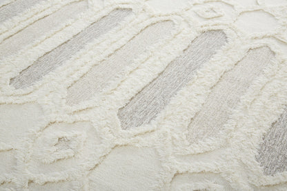 4' X 6' Ivory Taupe And Tan Wool Geometric Tufted Handmade Stain Resistant Area Rug