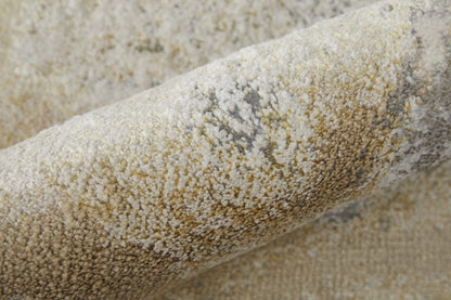 8' Gray And Ivory Abstract Power Loom Runner Rug