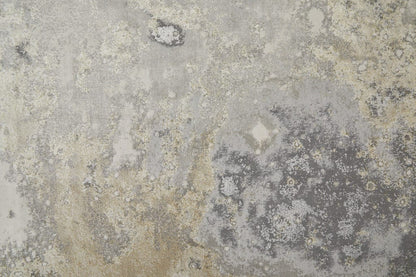 8' Gray And Ivory Abstract Power Loom Runner Rug