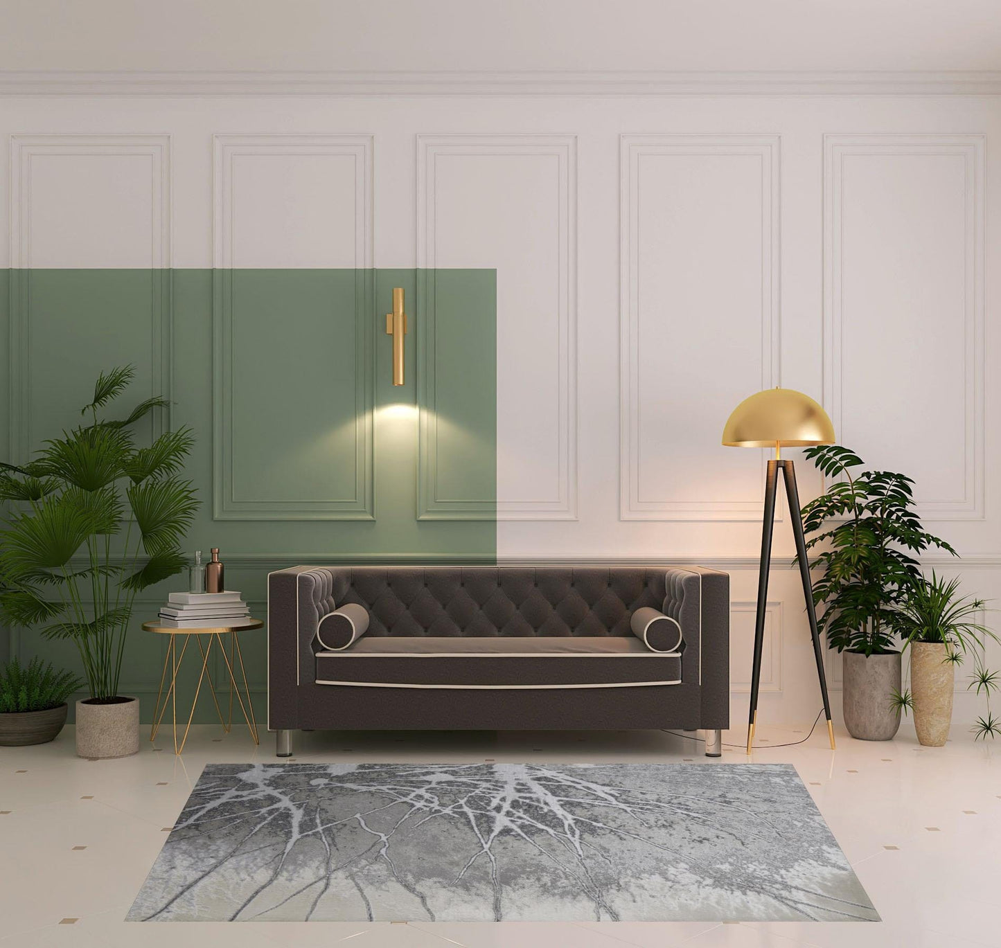 4' X 6' Gray Silver And Ivory Abstract Power Loom Area Rug