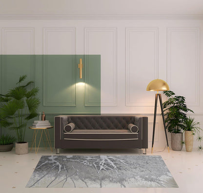 4' X 6' Gray Silver And Ivory Abstract Power Loom Area Rug