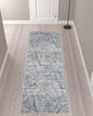 3' X 5' Blue Gray And Ivory Abstract Distressed Stain Resistant Area Rug