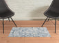 3' X 5' Blue Gray And Ivory Abstract Distressed Stain Resistant Area Rug