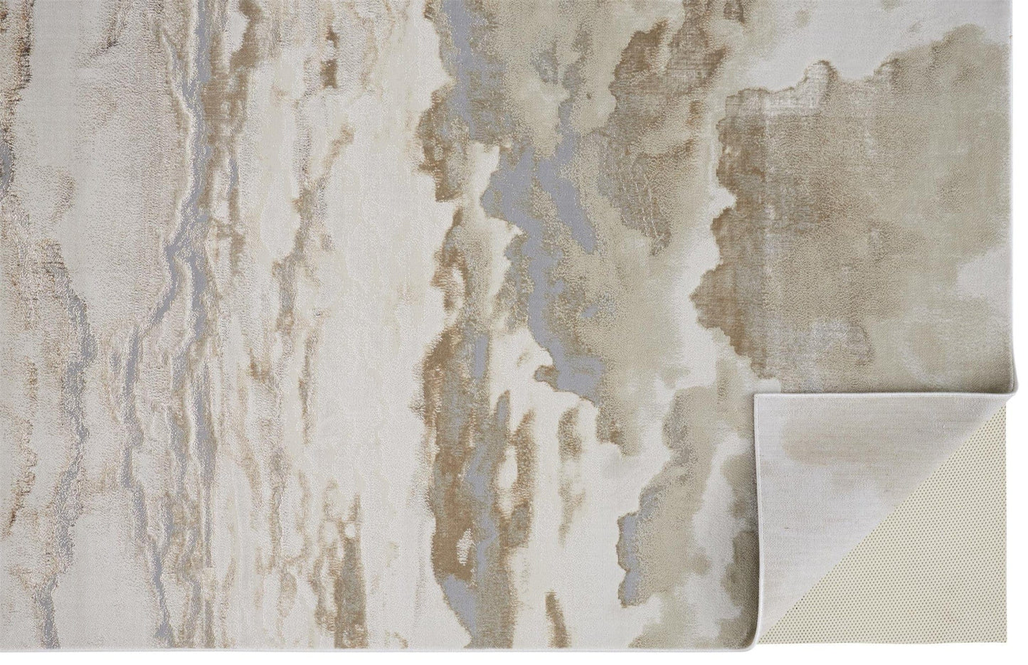 4' X 6' Ivory Tan And Gray Abstract Area Rug