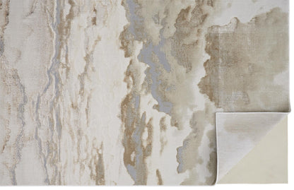 4' X 6' Ivory Tan And Gray Abstract Area Rug