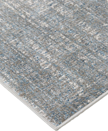 4' X 6' White Gray And Blue Abstract Area Rug