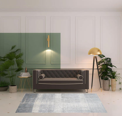 4' X 6' White Gray And Blue Abstract Area Rug