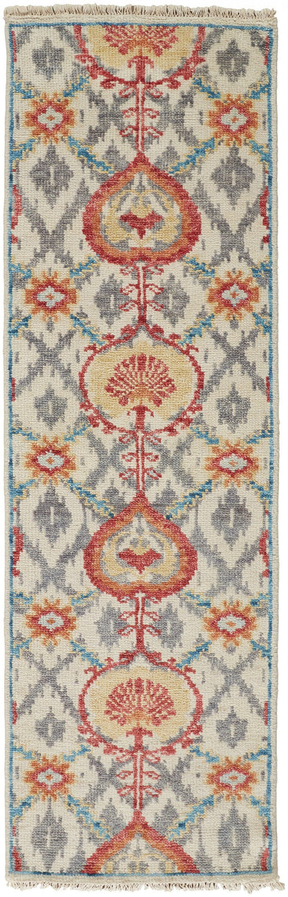 4' X 6' Ivory Gray And Taupe Wool Floral Hand Knotted Stain Resistant Area Rug