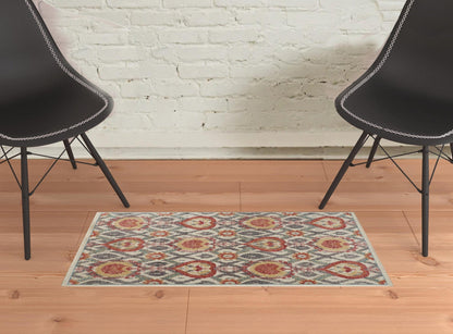 4' X 6' Ivory Gray And Taupe Wool Floral Hand Knotted Stain Resistant Area Rug