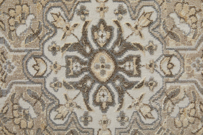 4' X 6' Brown Ivory And Tan Floral Power Loom Distressed Area Rug
