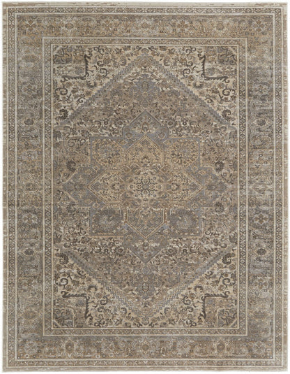4' X 6' Brown Ivory And Tan Floral Power Loom Distressed Area Rug