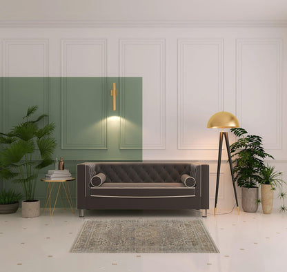 4' X 6' Brown Ivory And Tan Floral Power Loom Distressed Area Rug