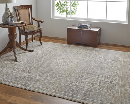 4' X 6' Brown Ivory And Tan Floral Power Loom Distressed Area Rug
