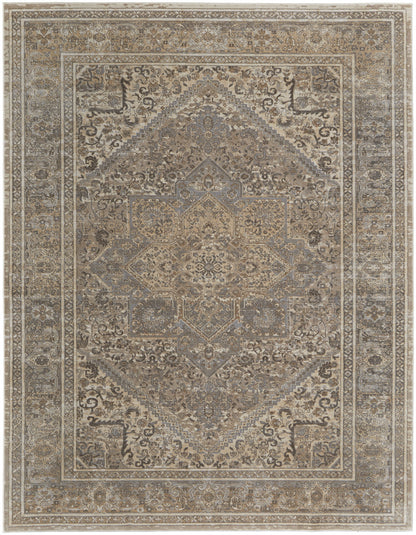 4' X 6' Brown Ivory And Tan Floral Power Loom Distressed Area Rug
