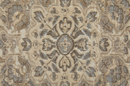 4' X 6' Brown Ivory And Tan Floral Power Loom Distressed Area Rug