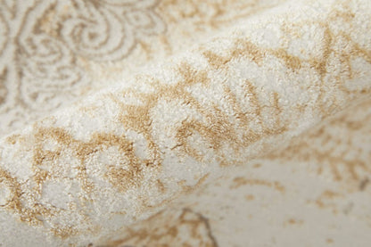 4' X 6' Silver Tan And Gray Floral Power Loom Area Rug