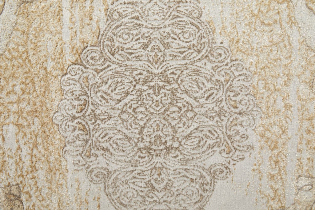 4' X 6' Silver Tan And Gray Floral Power Loom Area Rug