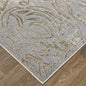 4' X 6' Silver Tan And Gray Floral Power Loom Area Rug