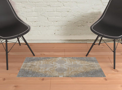 4' X 6' Silver Tan And Gray Floral Power Loom Area Rug