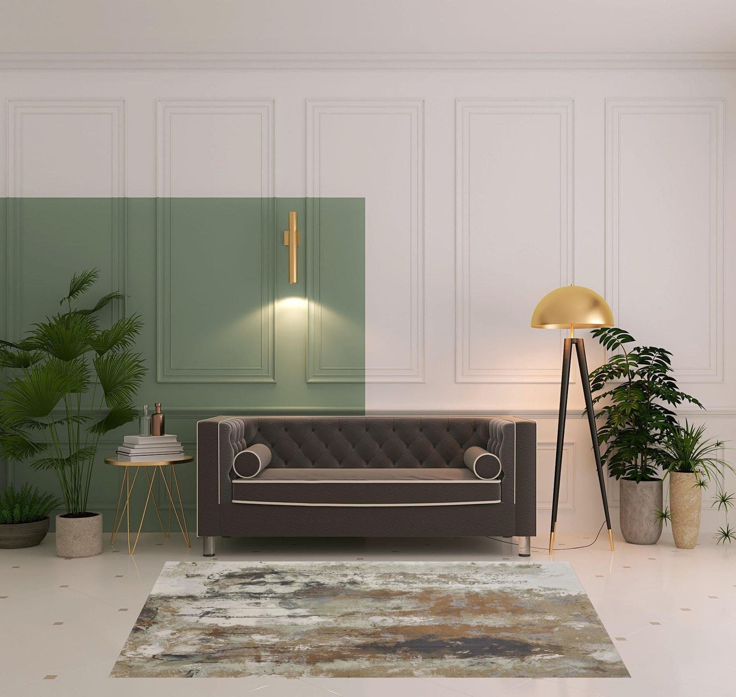 4' X 6' Orange Purple And Green Abstract Power Loom Area Rug