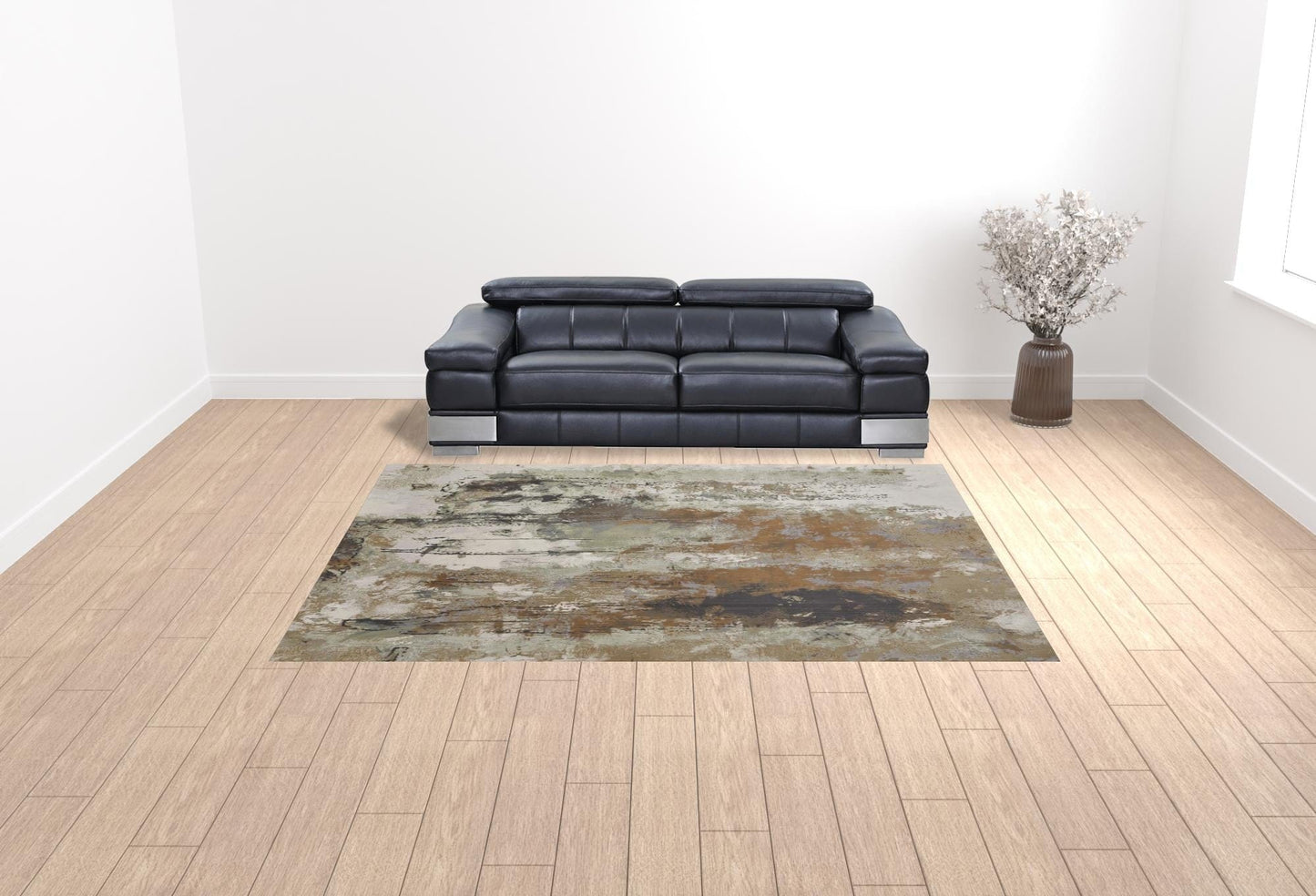 4' X 6' Orange Purple And Green Abstract Power Loom Area Rug