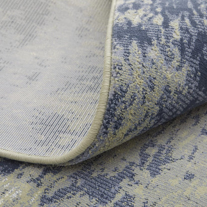 4' X 6' Blue Green And Ivory Abstract Power Loom Distressed Area Rug