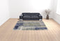 4' X 6' Blue Green And Ivory Abstract Power Loom Distressed Area Rug
